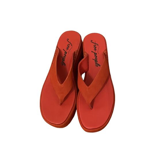 Free People Haven Thong Platform Sandal Flame Red Women's Size 8 NEW - Picture 2 of 13